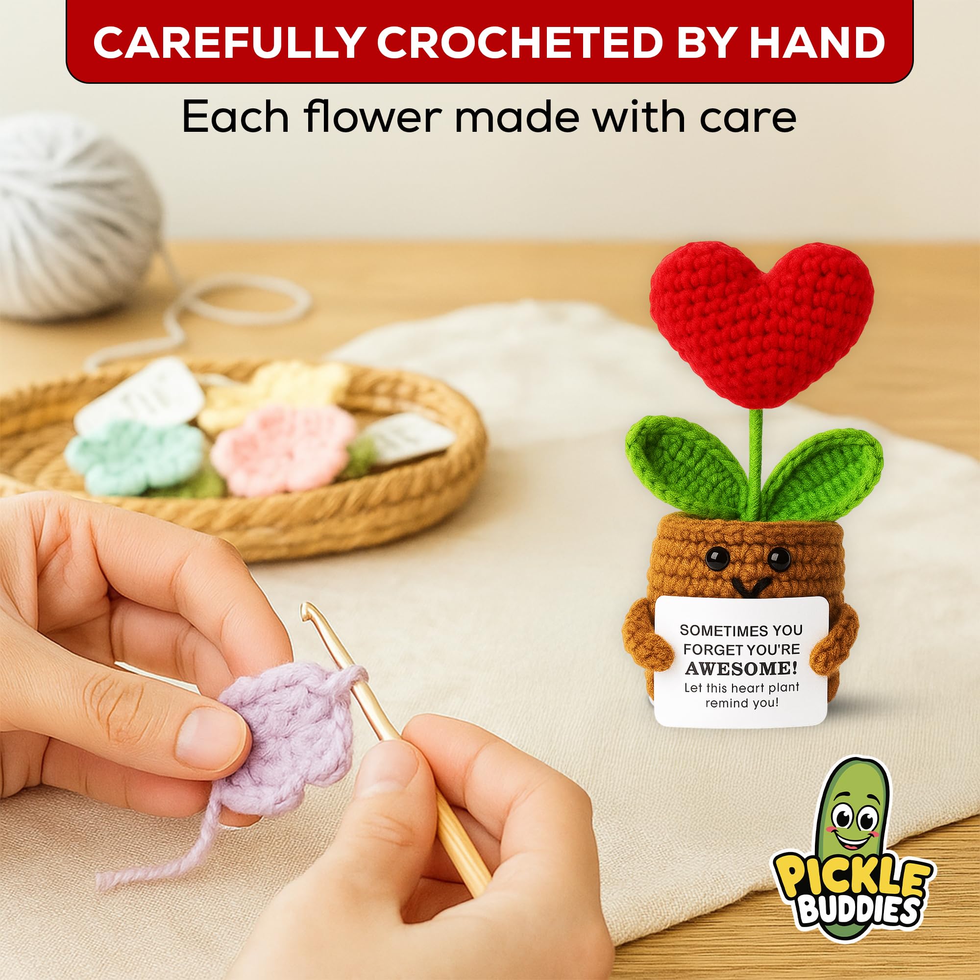 Amazon.com: PICKLE BUDDIES Emotional Support Crochet Flower Gift